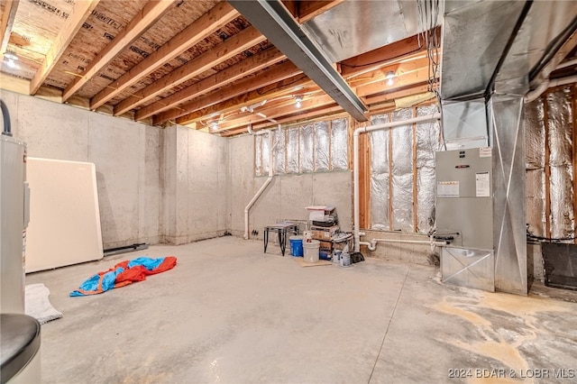 basement with heating unit