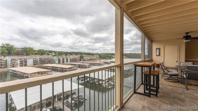 balcony with a water view