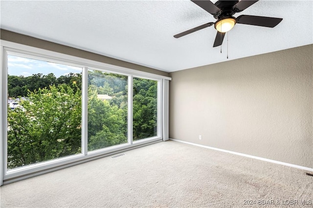 unfurnished room featuring carpet flooring and a textured ceiling