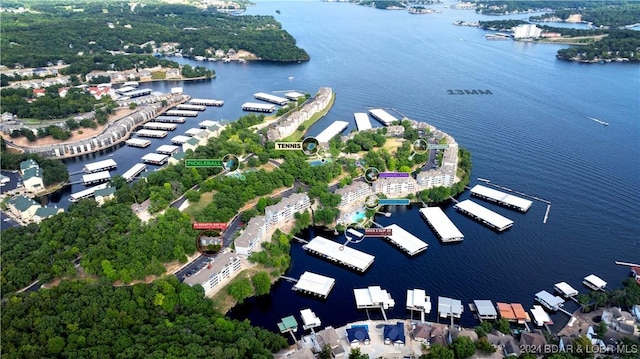80 Regatta Bay Cir Unit 2B, Lake Ozark, MO 65049 - aerial view of property and surrounding area featuring a nearby body of water