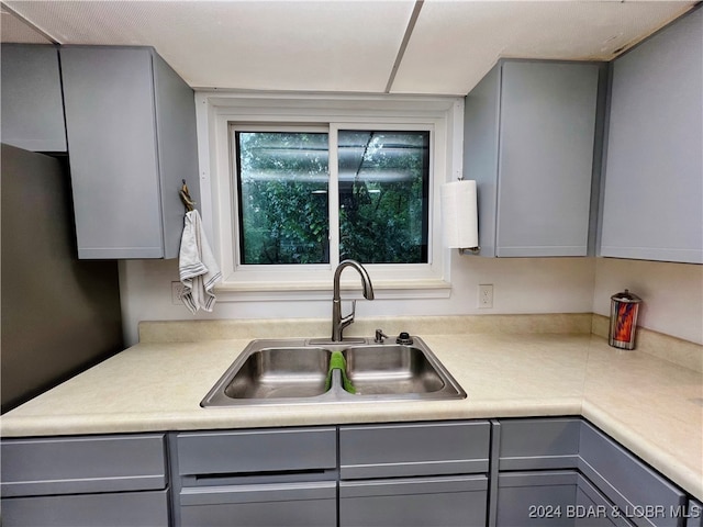 kitchen with sink and gray cabinets