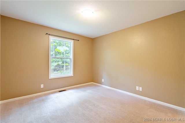 spare room featuring light colored carpet