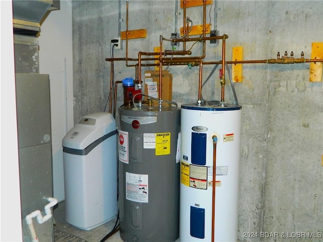 utility room featuring water heater