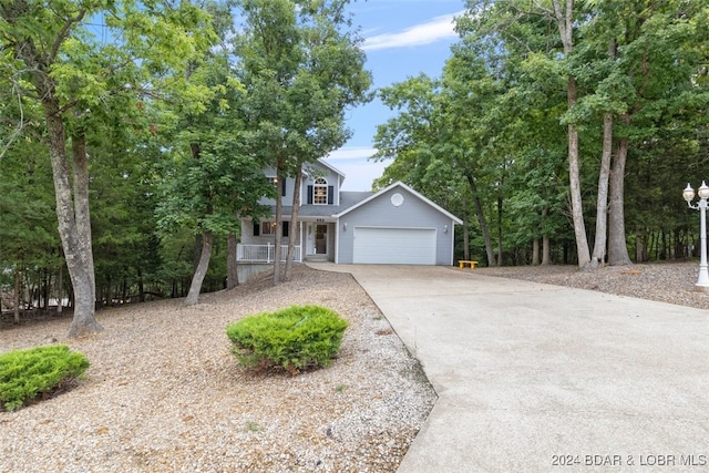 view of front of property with a garage