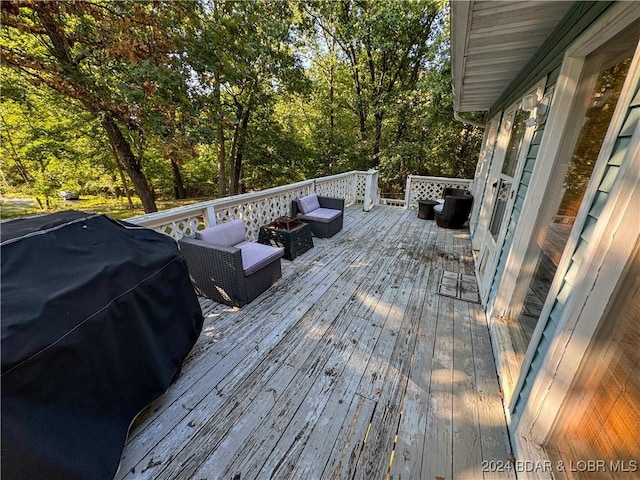 deck featuring grilling area