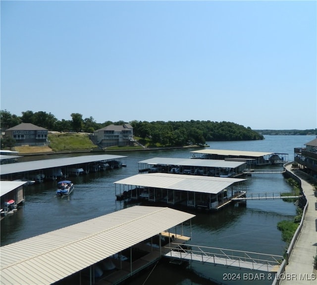 view of dock featuring a water view