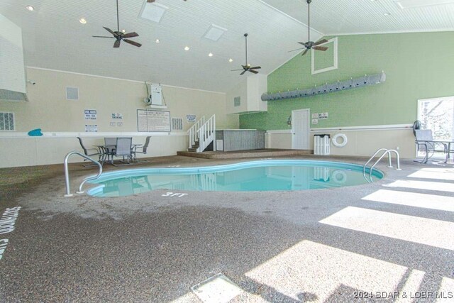 view of pool with ceiling fan