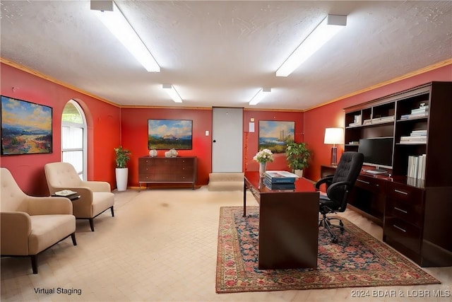 office featuring crown molding
