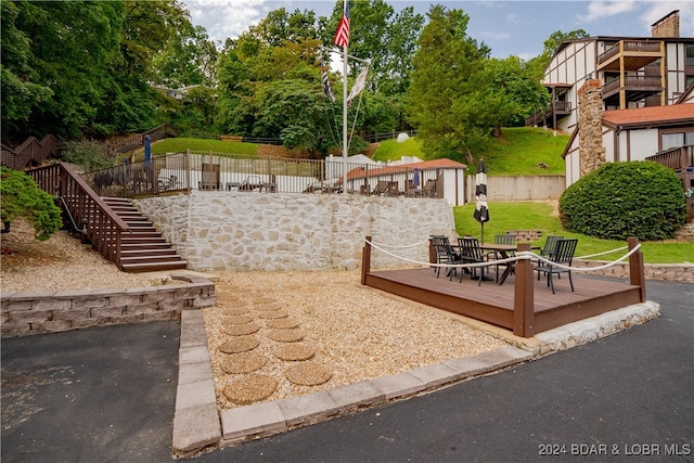 view of yard with a deck