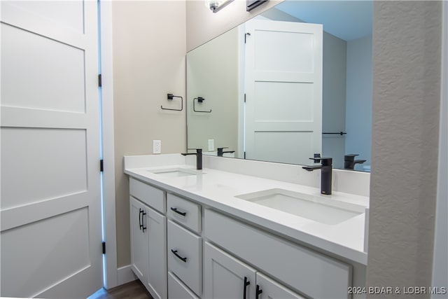 bathroom with a sink and double vanity