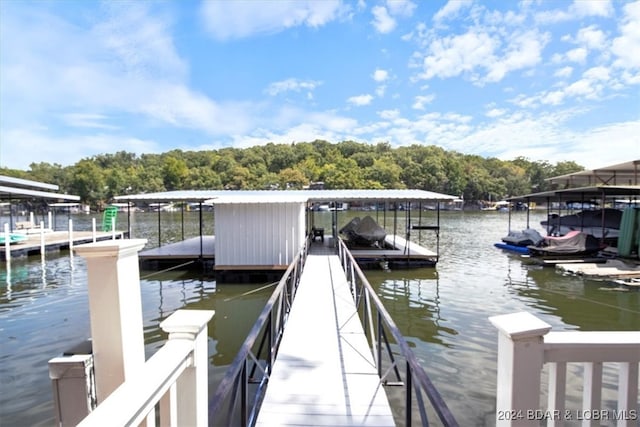 view of dock featuring a water view