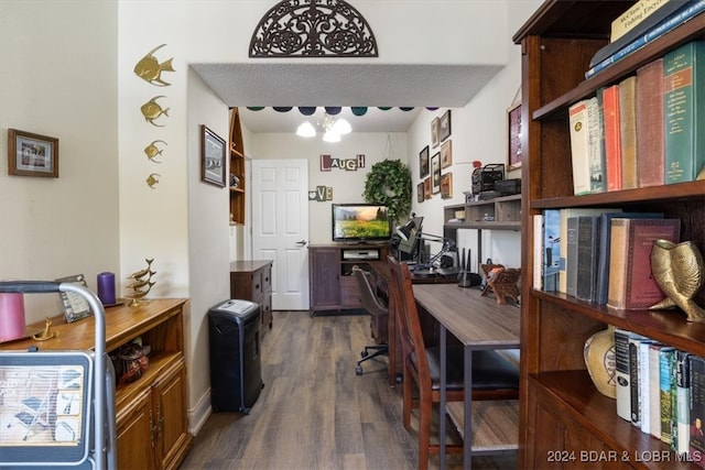 office space featuring dark hardwood / wood-style floors