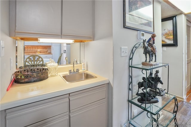 kitchen with sink and hardwood / wood-style flooring