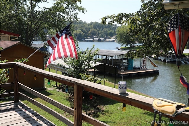 view of dock featuring a water view