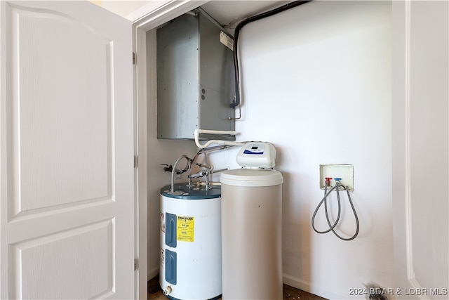 utility room with electric water heater