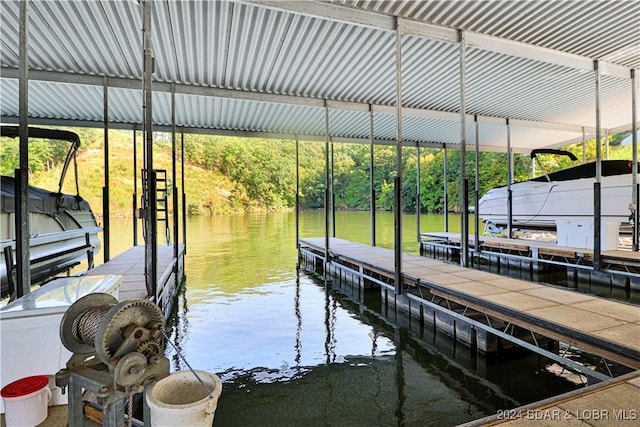 view of dock featuring a water view