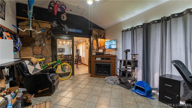 interior space featuring lofted ceiling