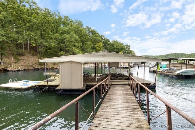 view of dock featuring a water view