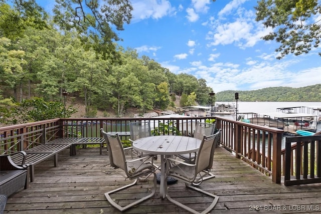 deck with a water view