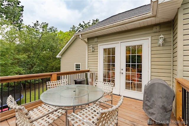 wooden deck with french doors