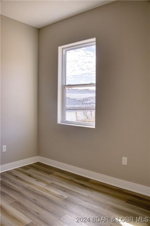 spare room featuring light wood-type flooring