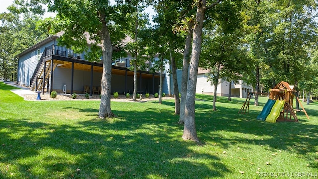 view of yard with a playground