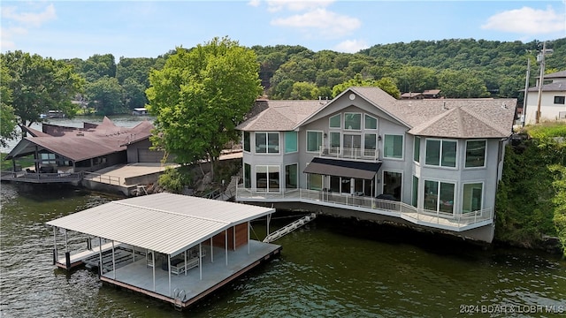 view of dock featuring a water view