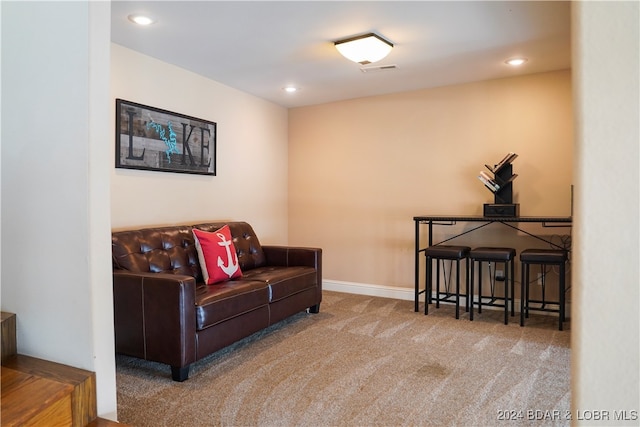 sitting room featuring carpet flooring