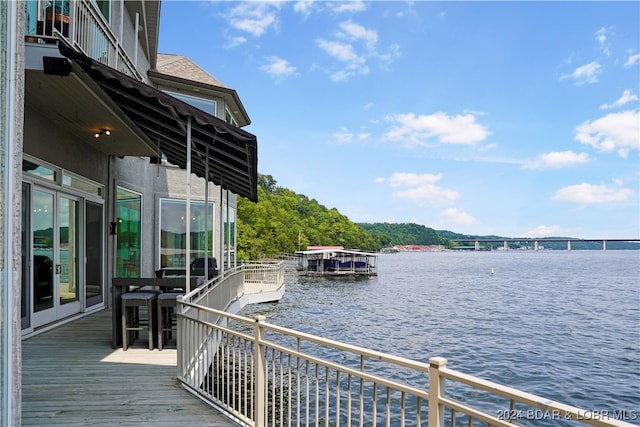 exterior space featuring a water view