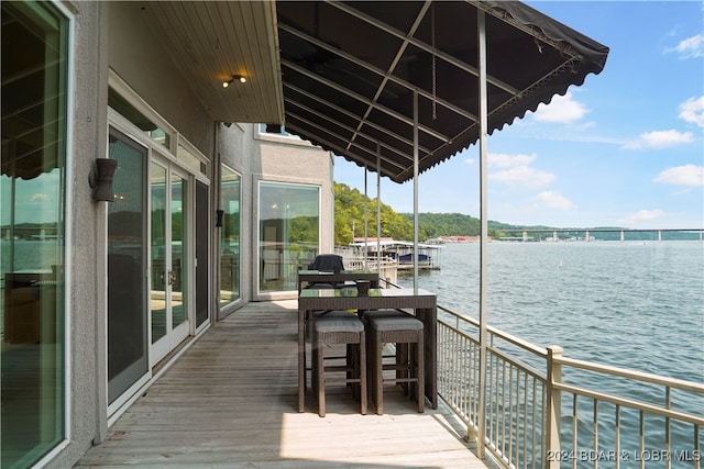 exterior space featuring a water view