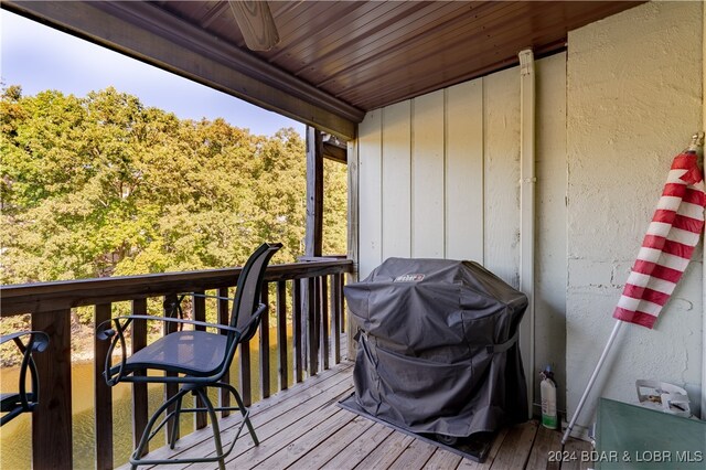 deck featuring grilling area