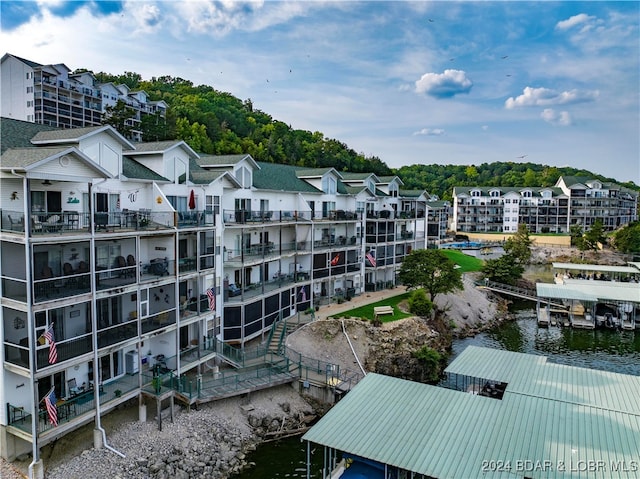 exterior space featuring a water view