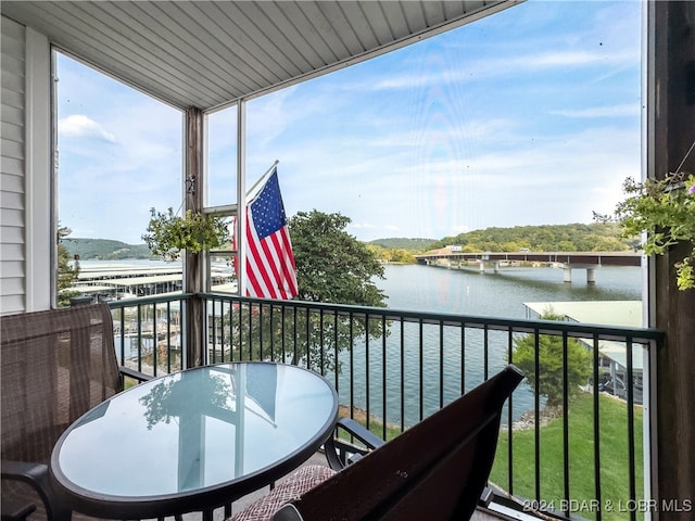 balcony with a water view