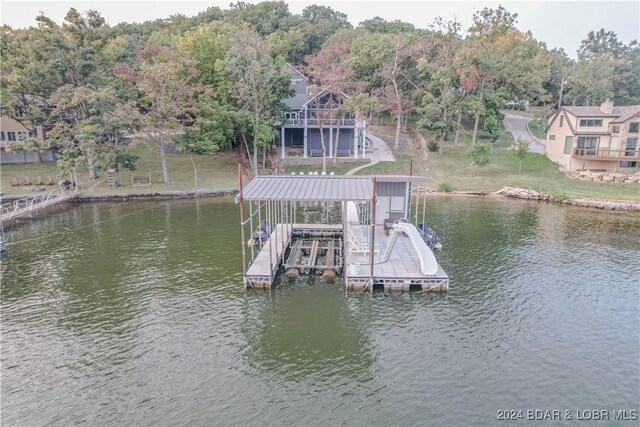 dock area featuring a water view