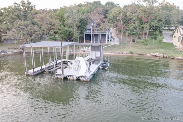 view of dock featuring a water view