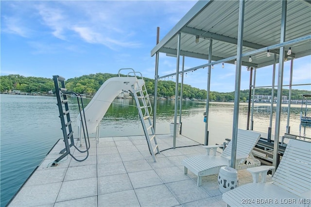 view of dock featuring a water view