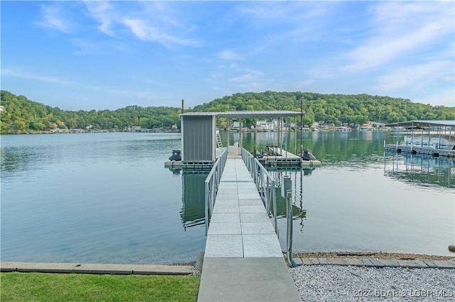 view of dock featuring a water view