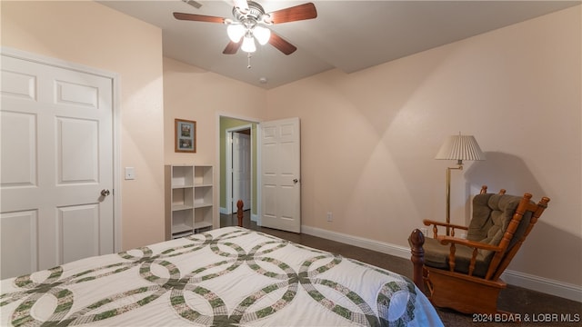 bedroom with a closet and ceiling fan