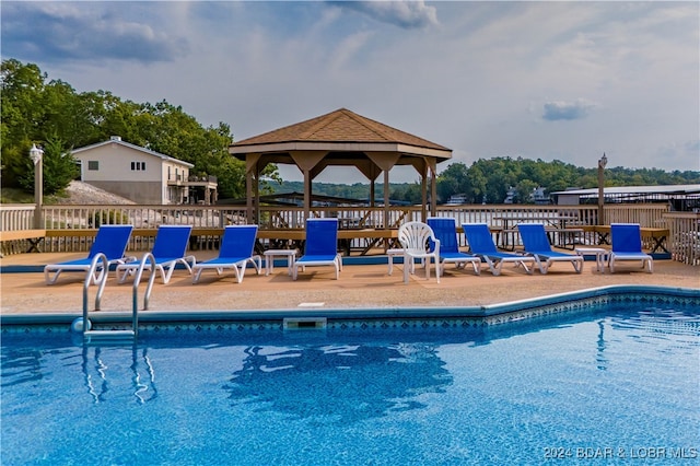 view of pool featuring a gazebo