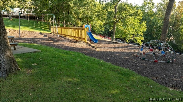 view of play area with a lawn