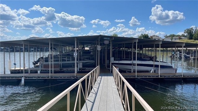 dock area with a water view