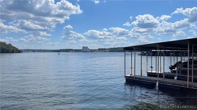 dock area featuring a water view