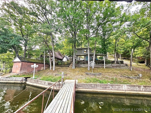 view of dock featuring a water view