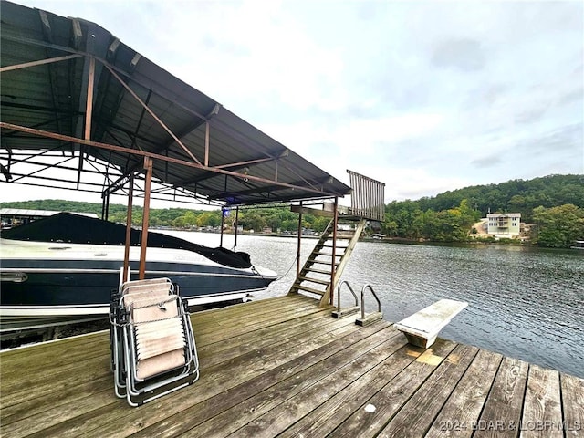 dock area featuring a water view