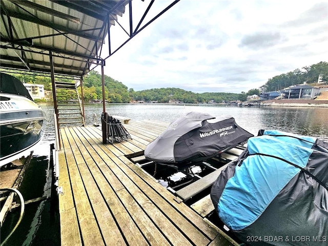 view of dock featuring a water view