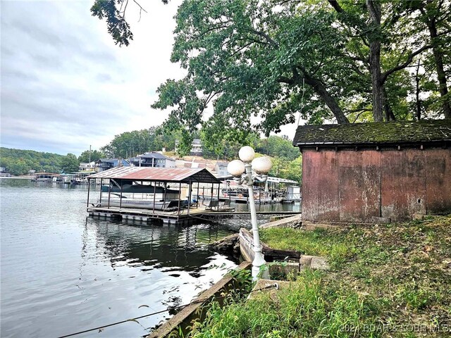 view of dock featuring a water view