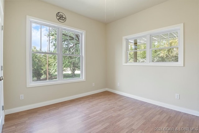 unfurnished room with plenty of natural light and light wood-type flooring