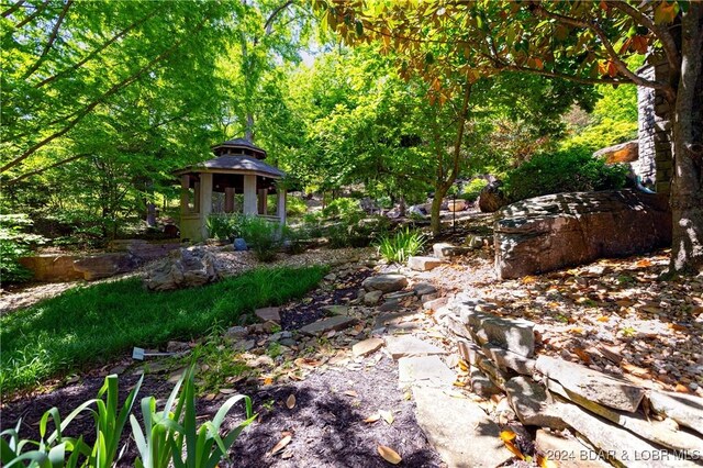 view of yard featuring a gazebo