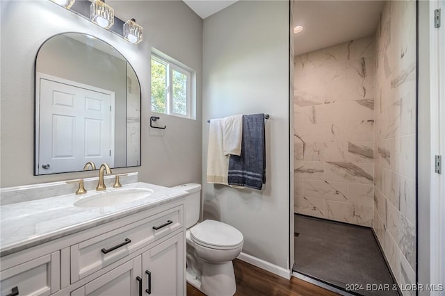 bathroom featuring vanity, toilet, and wood-type flooring