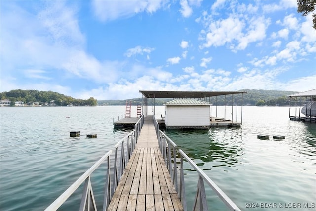 dock area featuring a water view